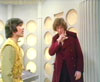 DOCTOR WHO - THE KEEPER OF TRAKEN - The Doctor (Tom Baker) and Adric (Matthew Waterhouse) in the TARDIS - note the set curtain is exposed