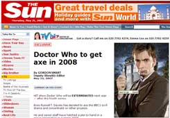 DOCTOR WHO - THE SUN - DOCTOR WHO AXED IN 2008