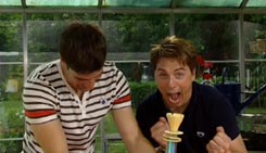 BBC 1 - WHO PETER - John Barrowman helped BLUE PETER presenter Gethin in the greenhouse.